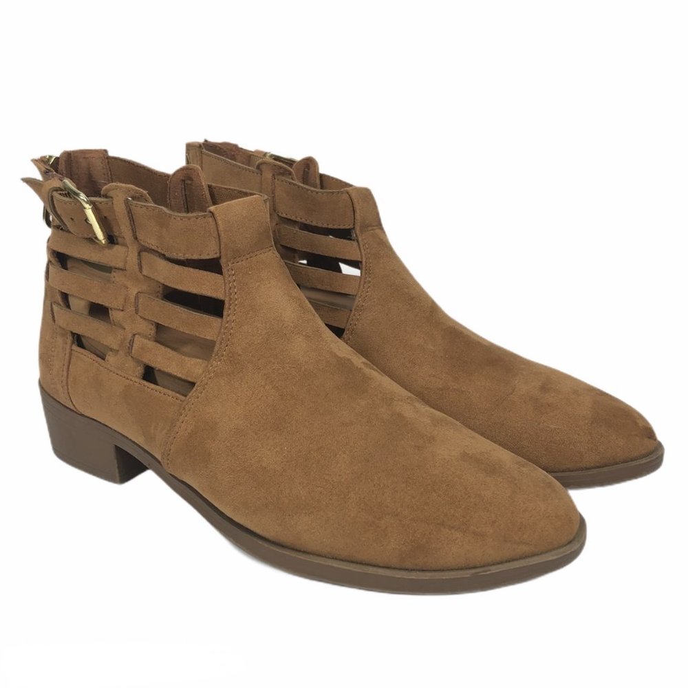 American Eagle Faux Suede Cut Out Zip Ankle Boot
